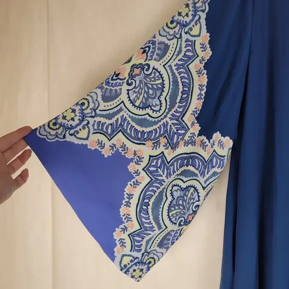 New Chico's seaport blue popover kaftan midi dress Size XXL Boho Lagenlook - Picture 8 of 11